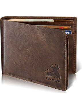 Men's Wild Grizzly Brown Top Leather Premium Leather RFID Wallet